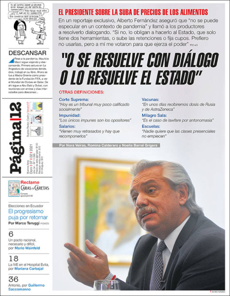Portada de Página/12 (Argentina)