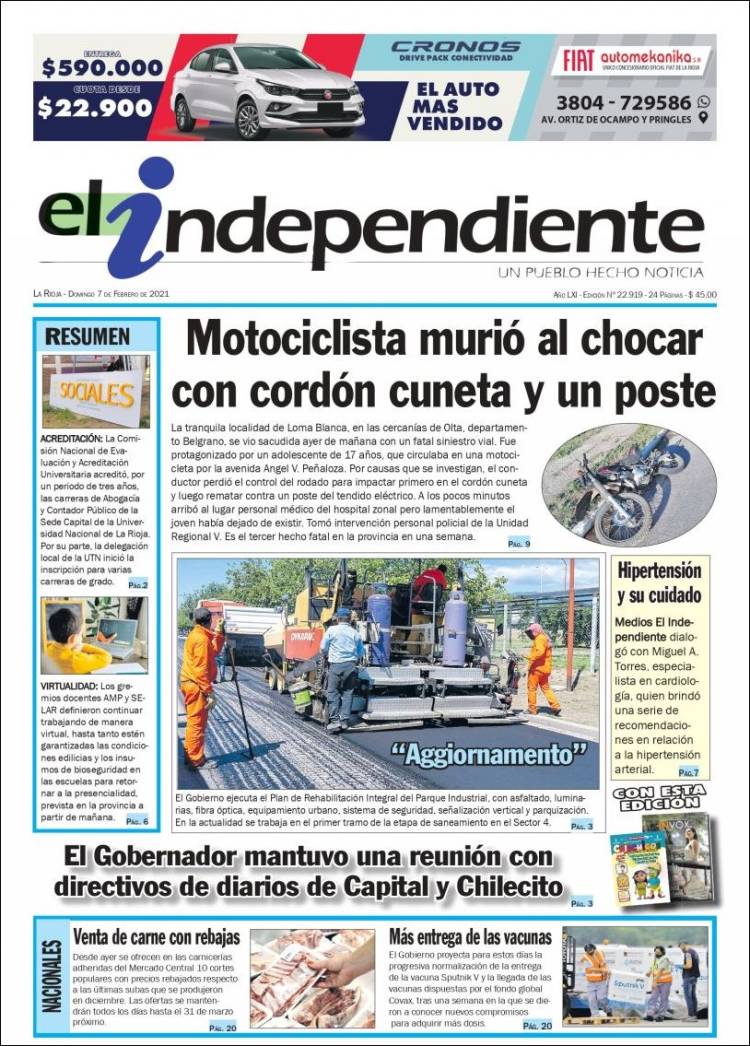 Portada de El Independiente (Argentina)