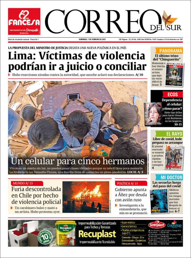 Portada de Correo Sur (Bolivia)