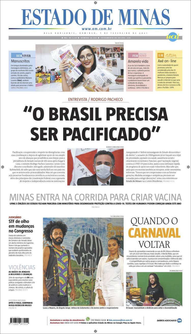 Portada de Jornal Estado de Minas (Brasil)