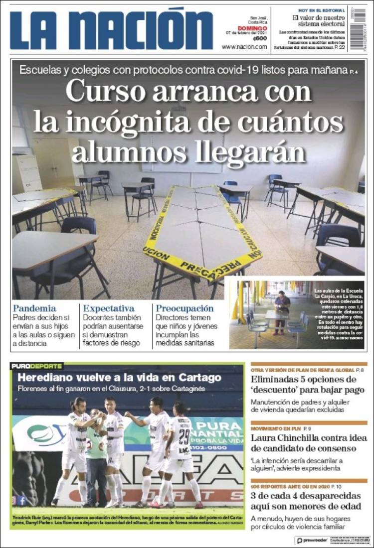 Portada de La Nación - Costa Rica (Costa Rica)