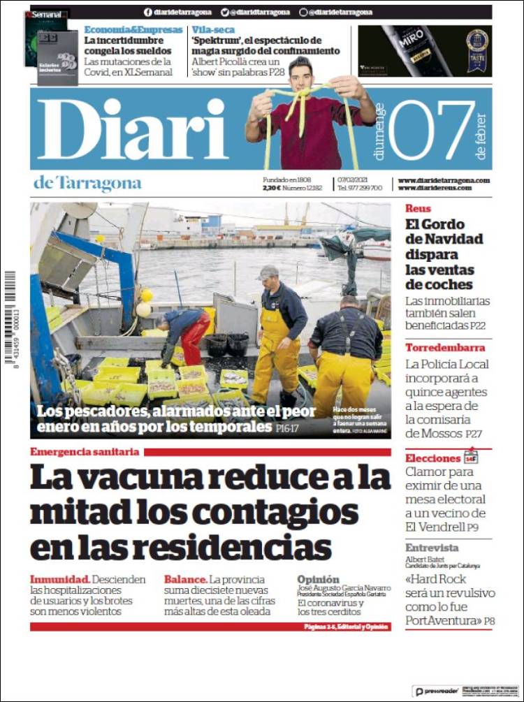 Portada de Diari de Tarragona (España)