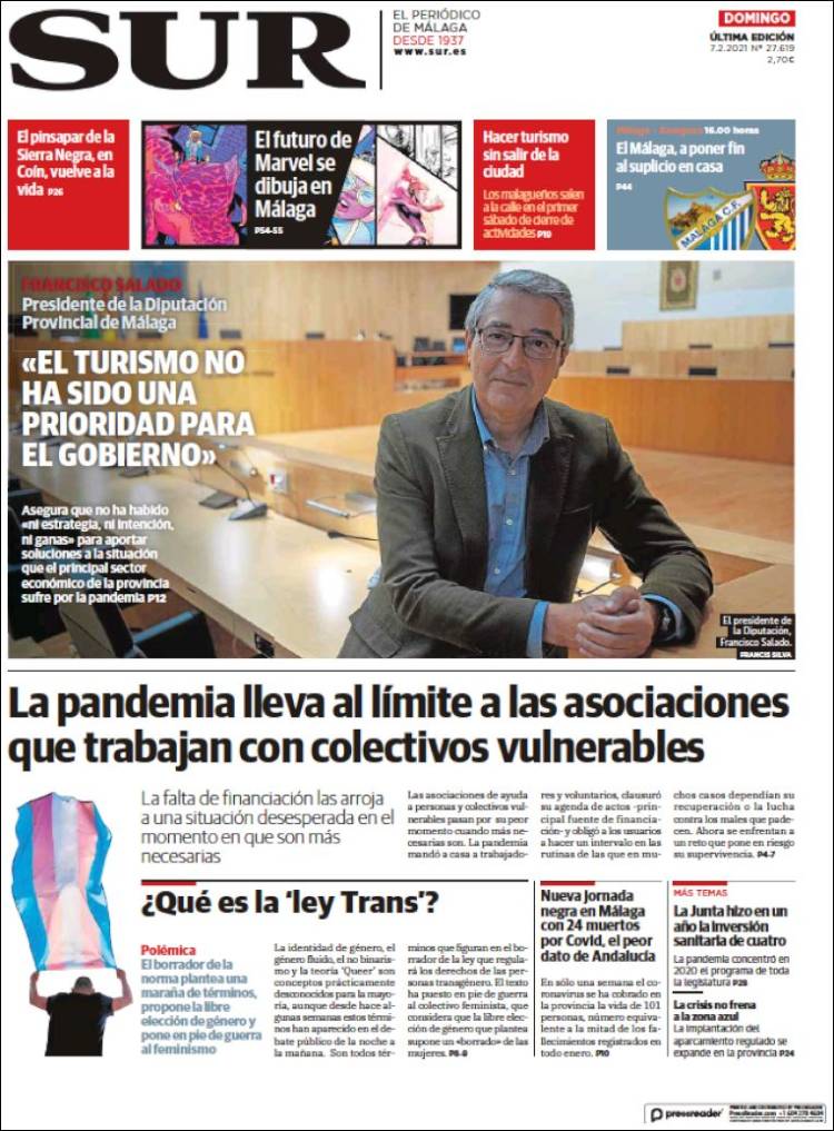 Portada de Diario el Sur (España)