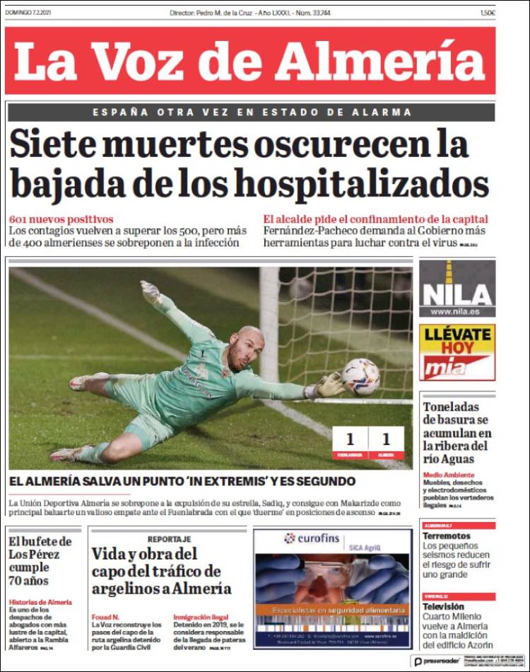 Portada de La Voz de Almería (España)