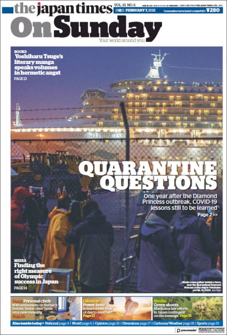 Portada de The Japan Times (Jap&oacute;n)