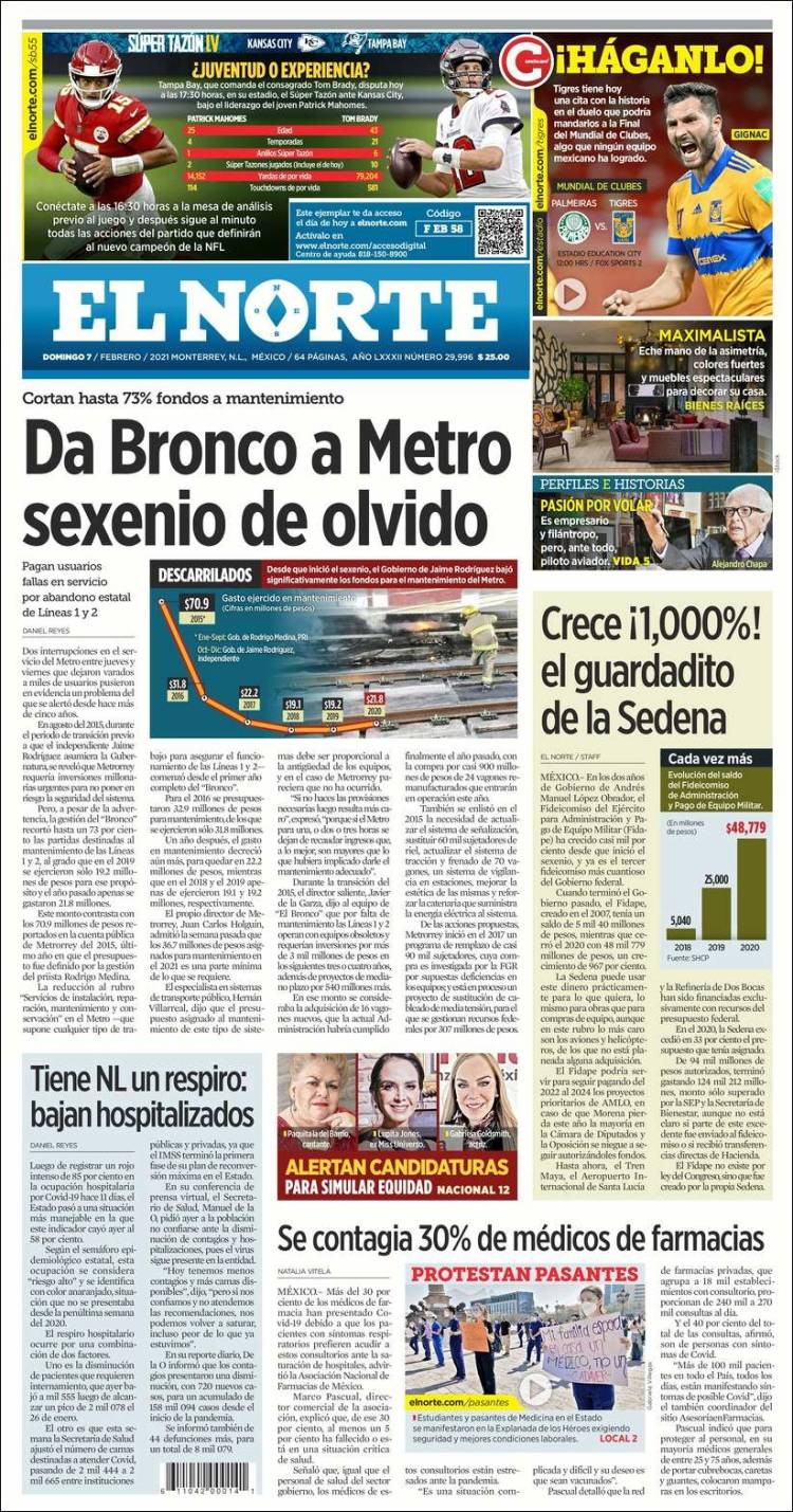 Portada de El Norte (México)