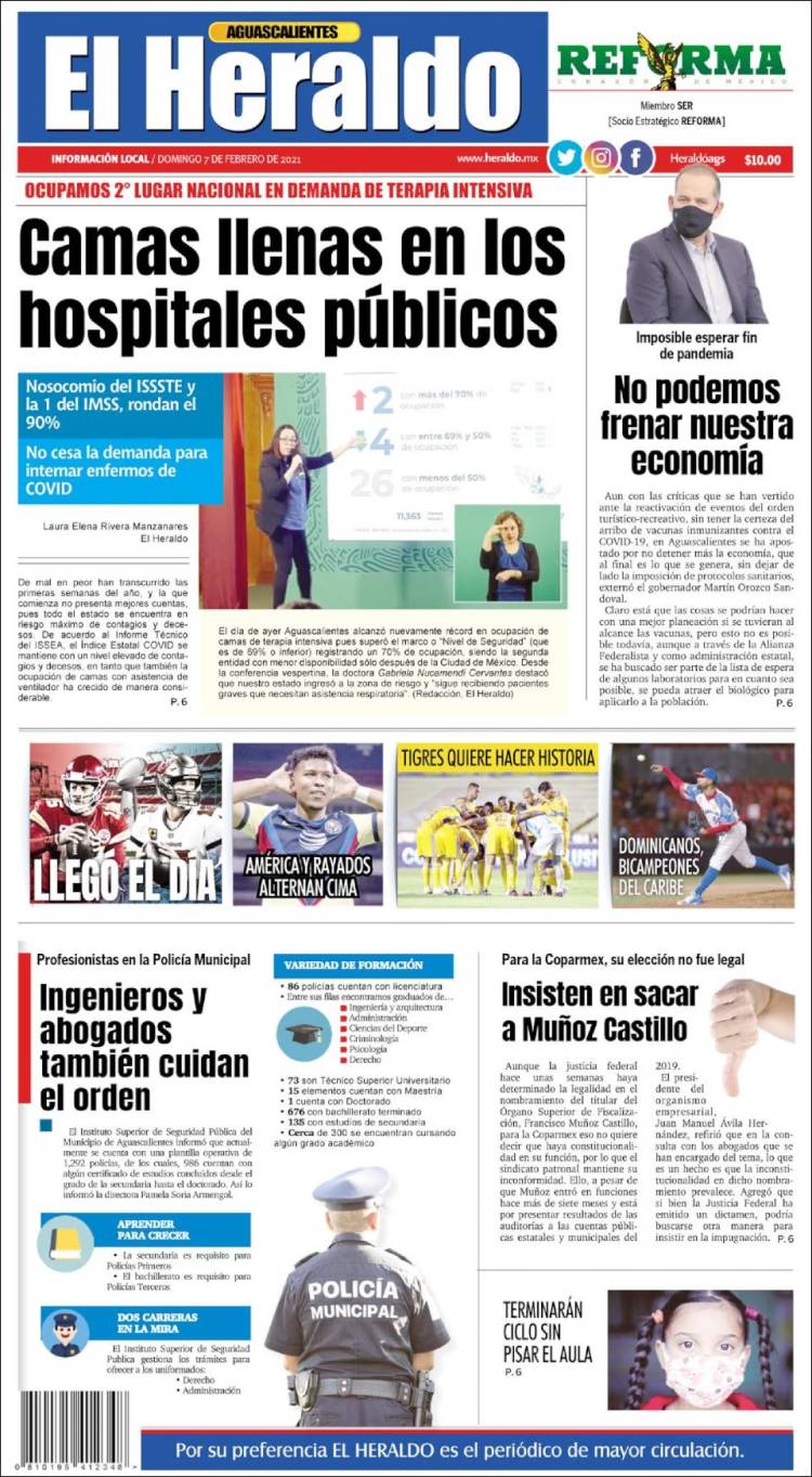 Portada de El Heraldo de Aguascalientes (México)