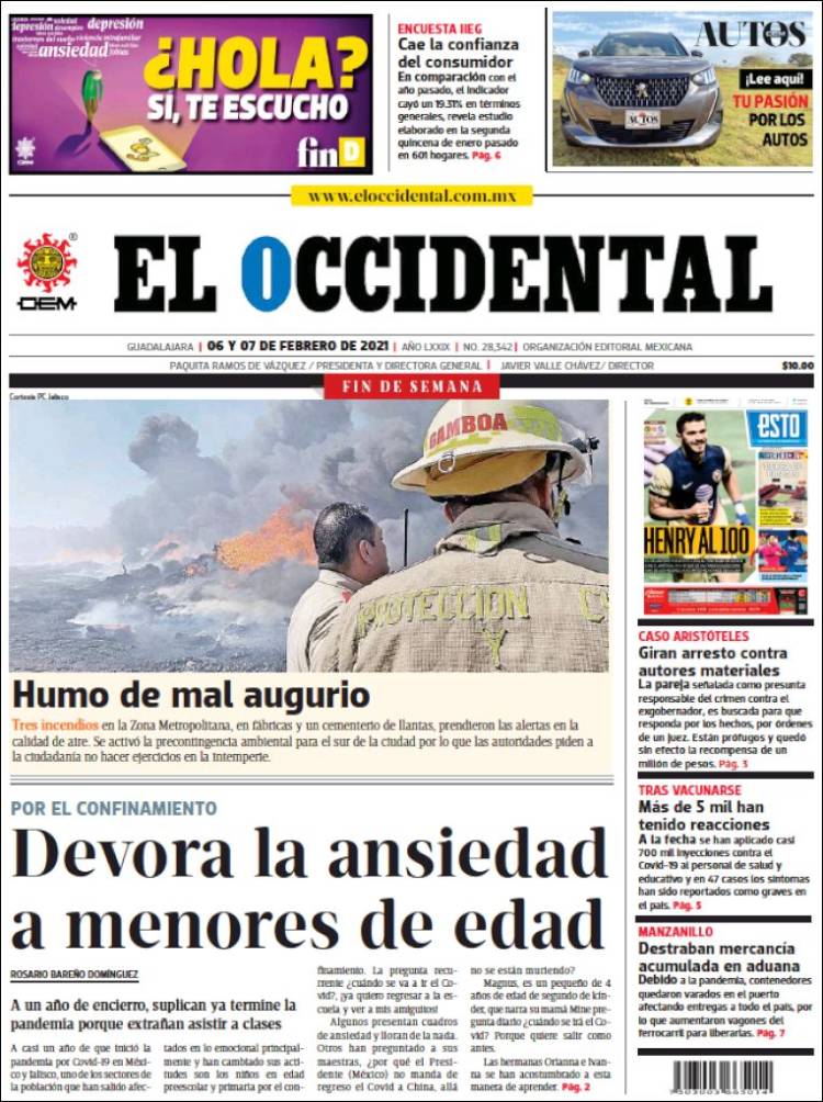 Portada de El Occidental (México)