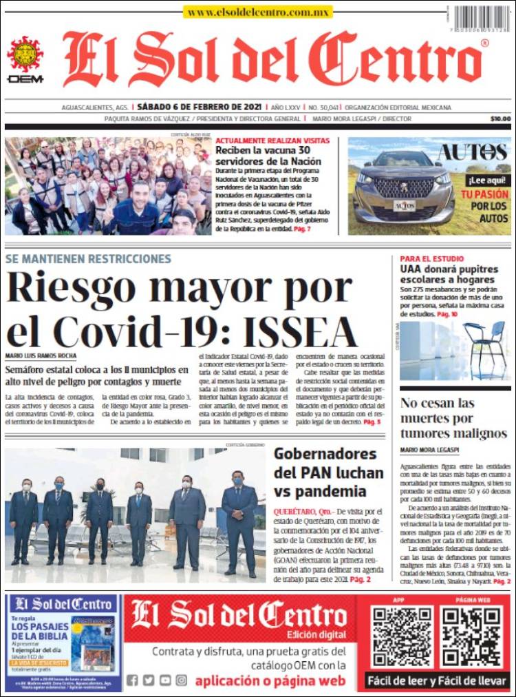 Portada de El Sol del Centro (México)