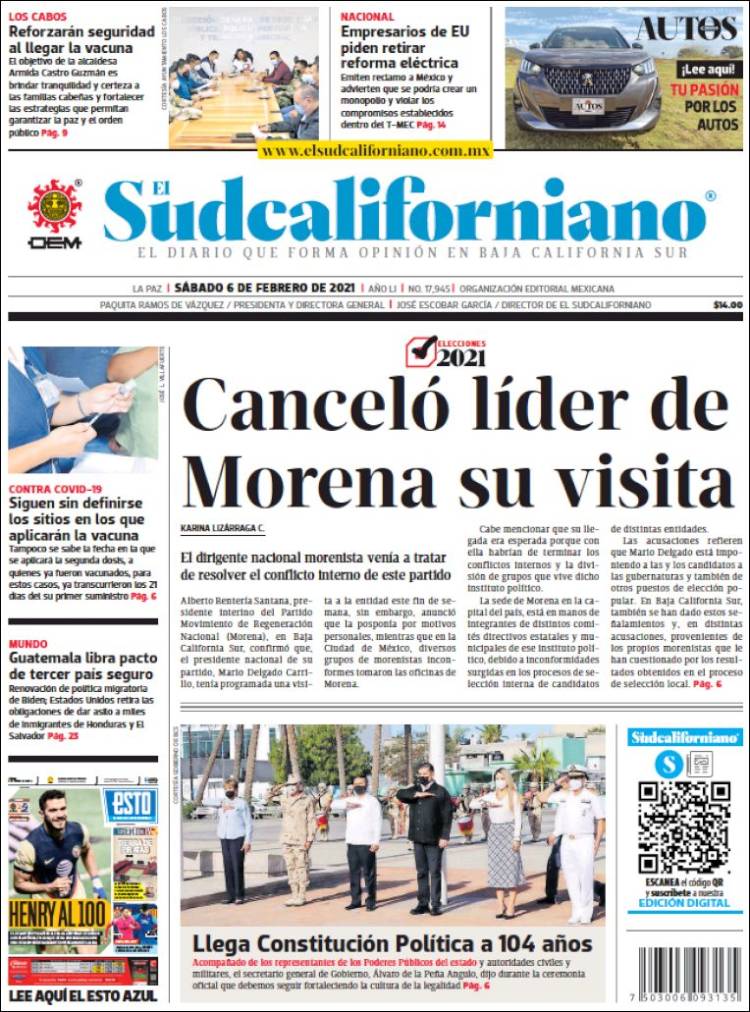 Portada de El Sudcaliforniano (México)