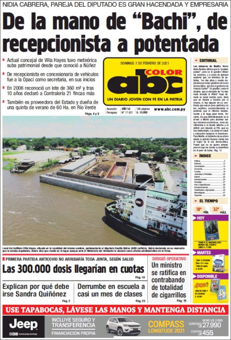 Portada de ABC Color (Paraguay)