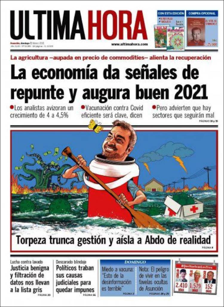 Portada de Última Hora (Paraguay)