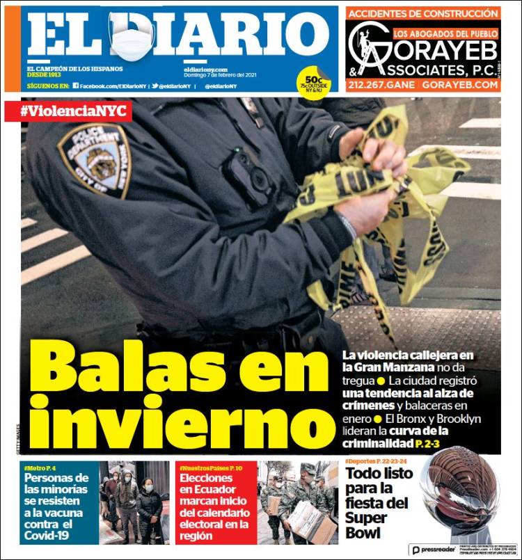 Portada de El Diario NY (USA)