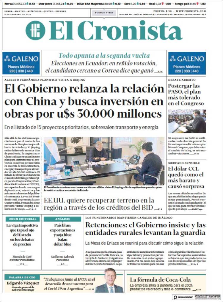 Portada de El Cronista Comercial (Argentina)