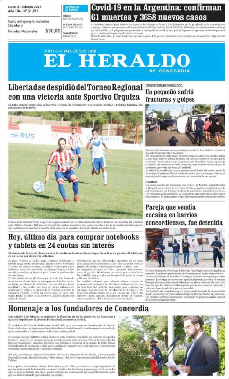 Portada de El Heraldo de Concordia (Argentina)