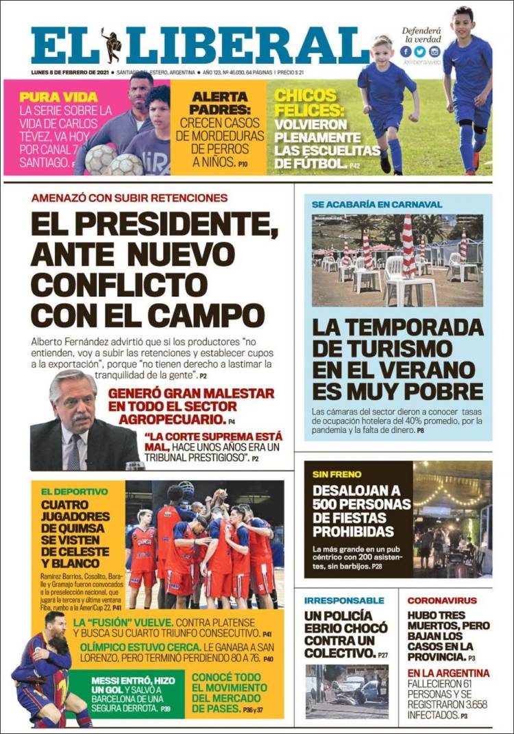 Portada de Diario El Liberal (Argentina)