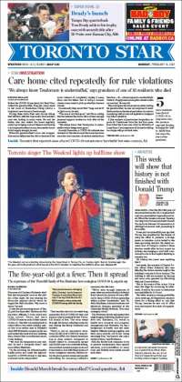 Portada de The Toronto Star (Canadá)