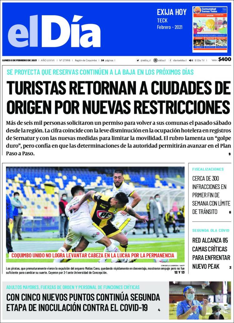 Portada de El Día (Chile)