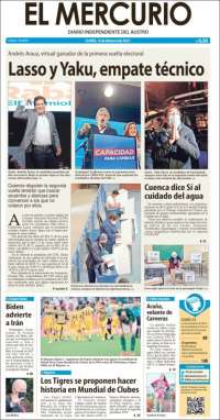 Portada de Diario El Mercurio (Ecuador)