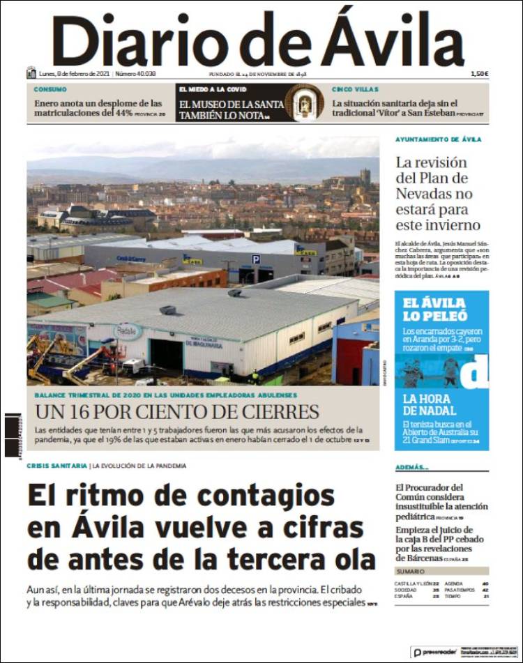 Portada de Diario de Ávila (España)