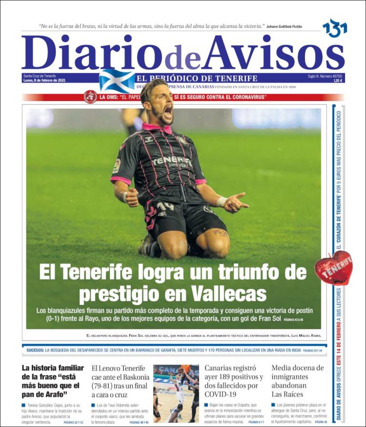 Portada de Diarios de Avisos (España)