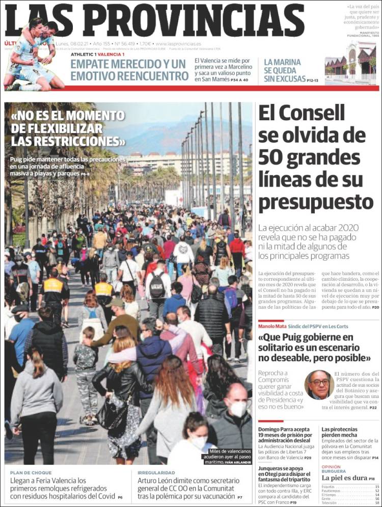 Portada de Las Provincias (España)