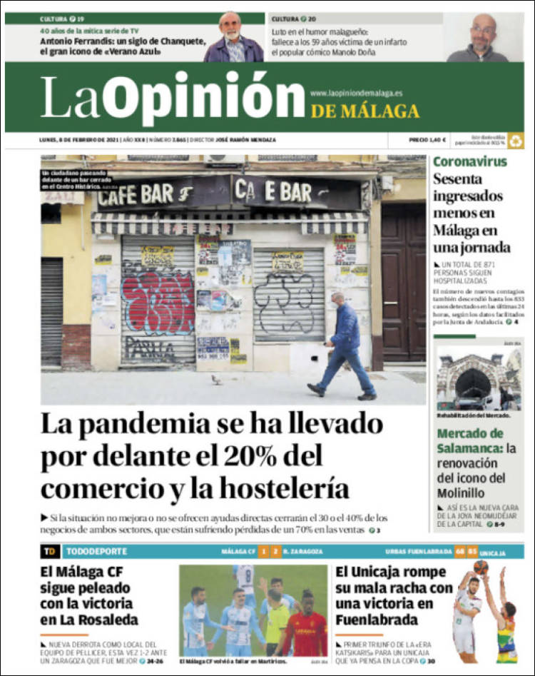 Portada de La Opinión de Málaga (España)