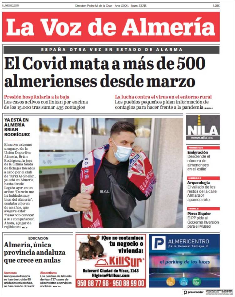 Portada de La Voz de Almería (España)