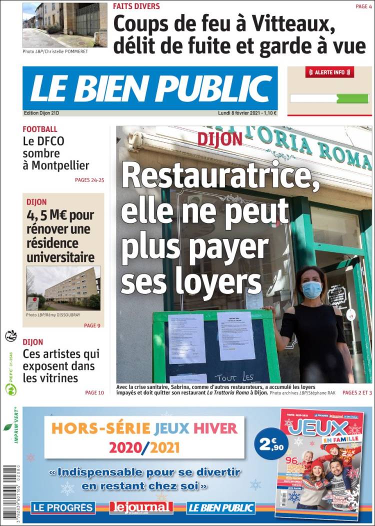Portada de Le Bien Public (Francia)