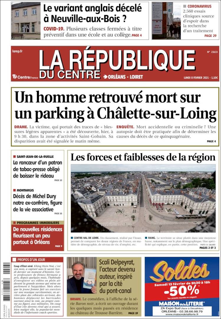 Portada de La République du Centre (Francia)