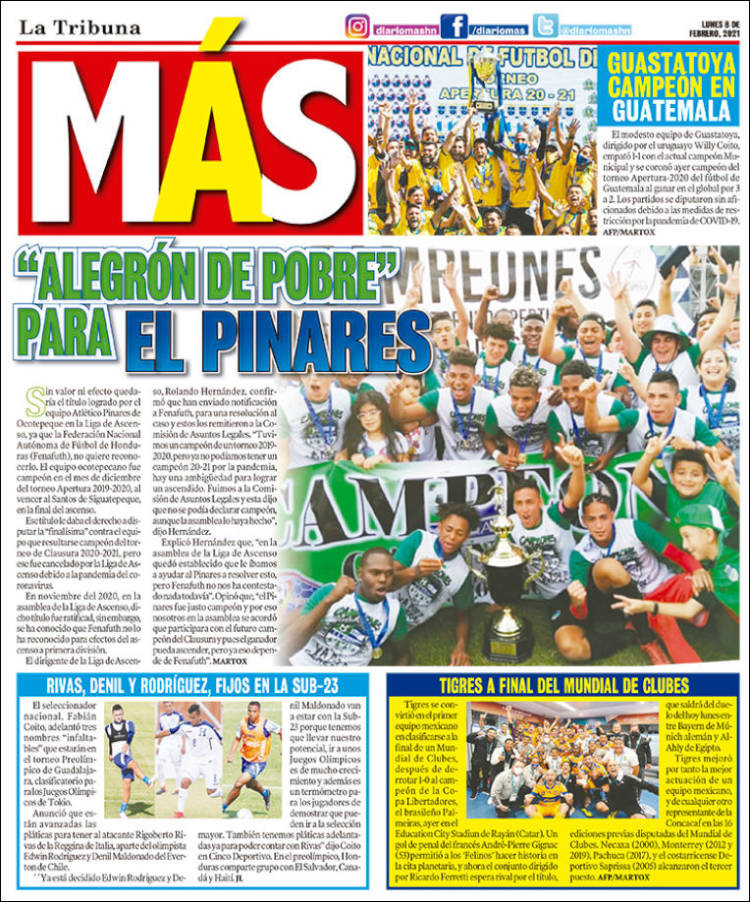 Portada de Diario Más (Honduras)