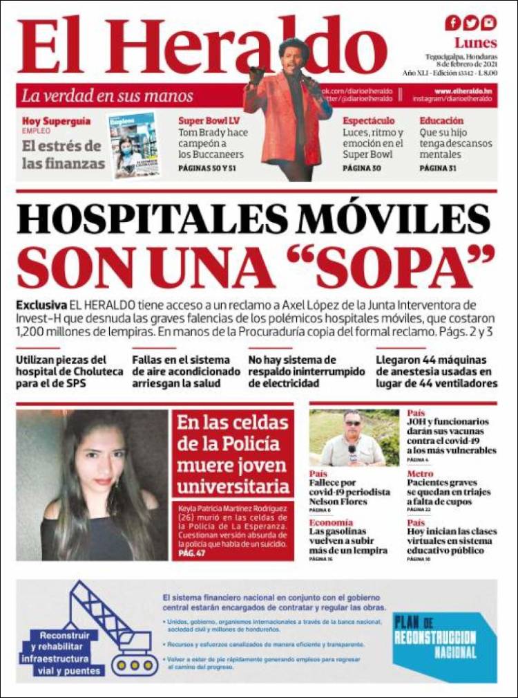 Portada de El Heraldo (Honduras)