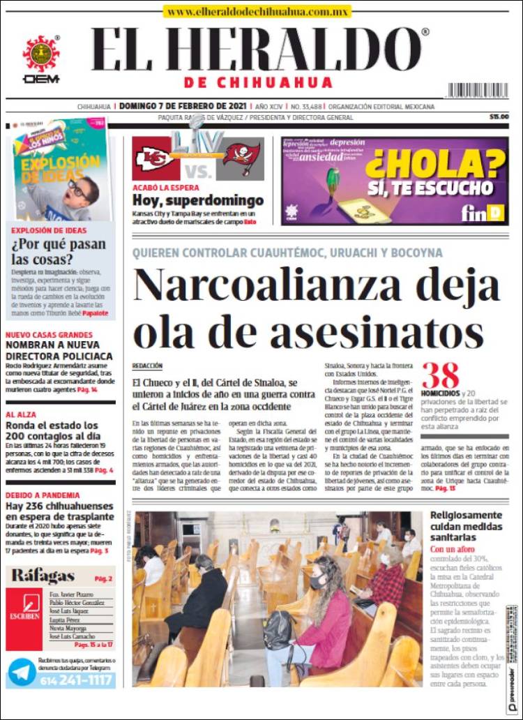 Portada de El Heraldo de Chihuahua (México)