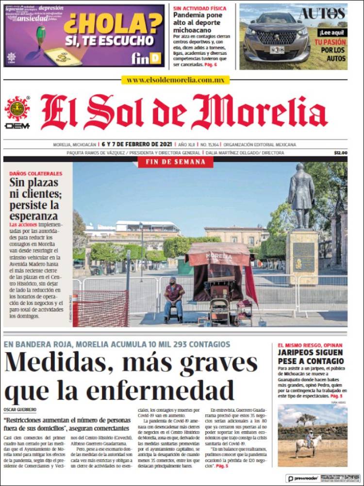 Portada de El Sol de Morelia (México)