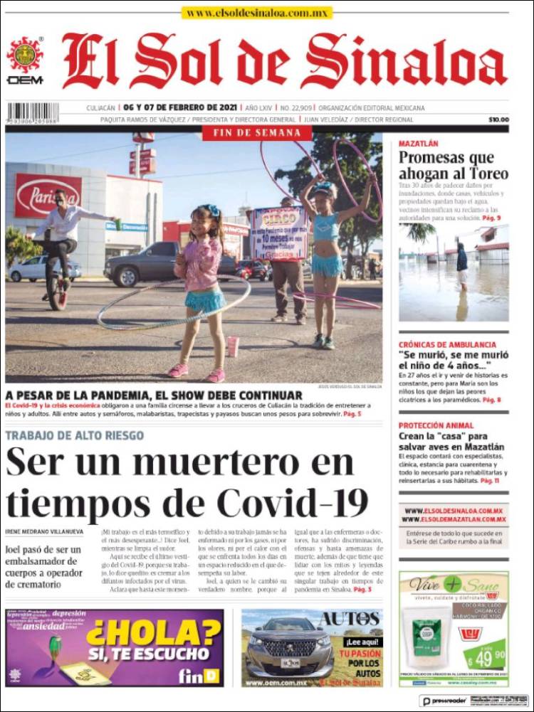 Portada de El Sol de Sinaloa (México)