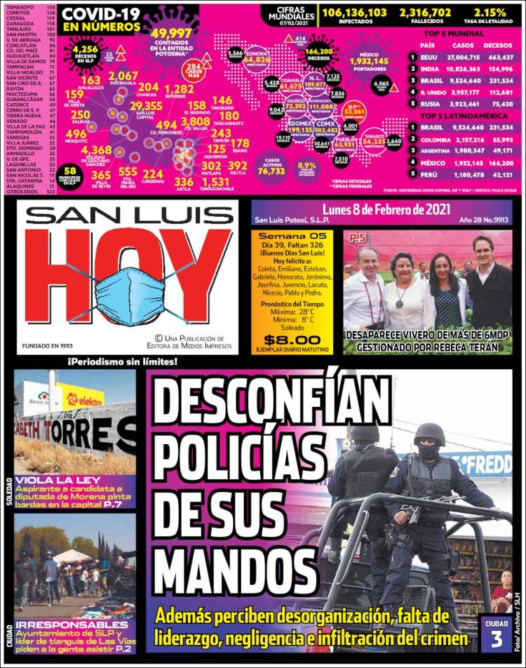 Portada de San Luis Hoy (México)