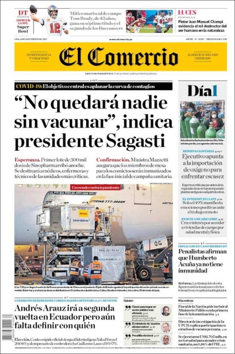Portada de El Comercio (Perú)