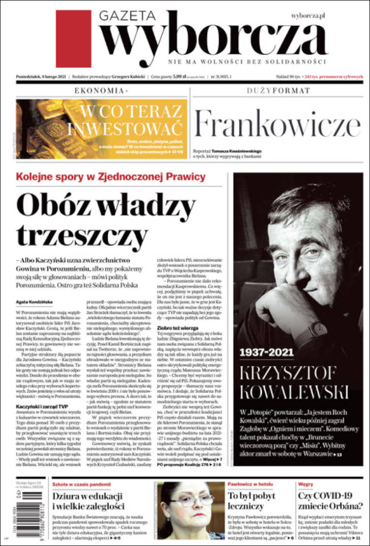 Portada de Gazeta Wyborcza (Polonia)