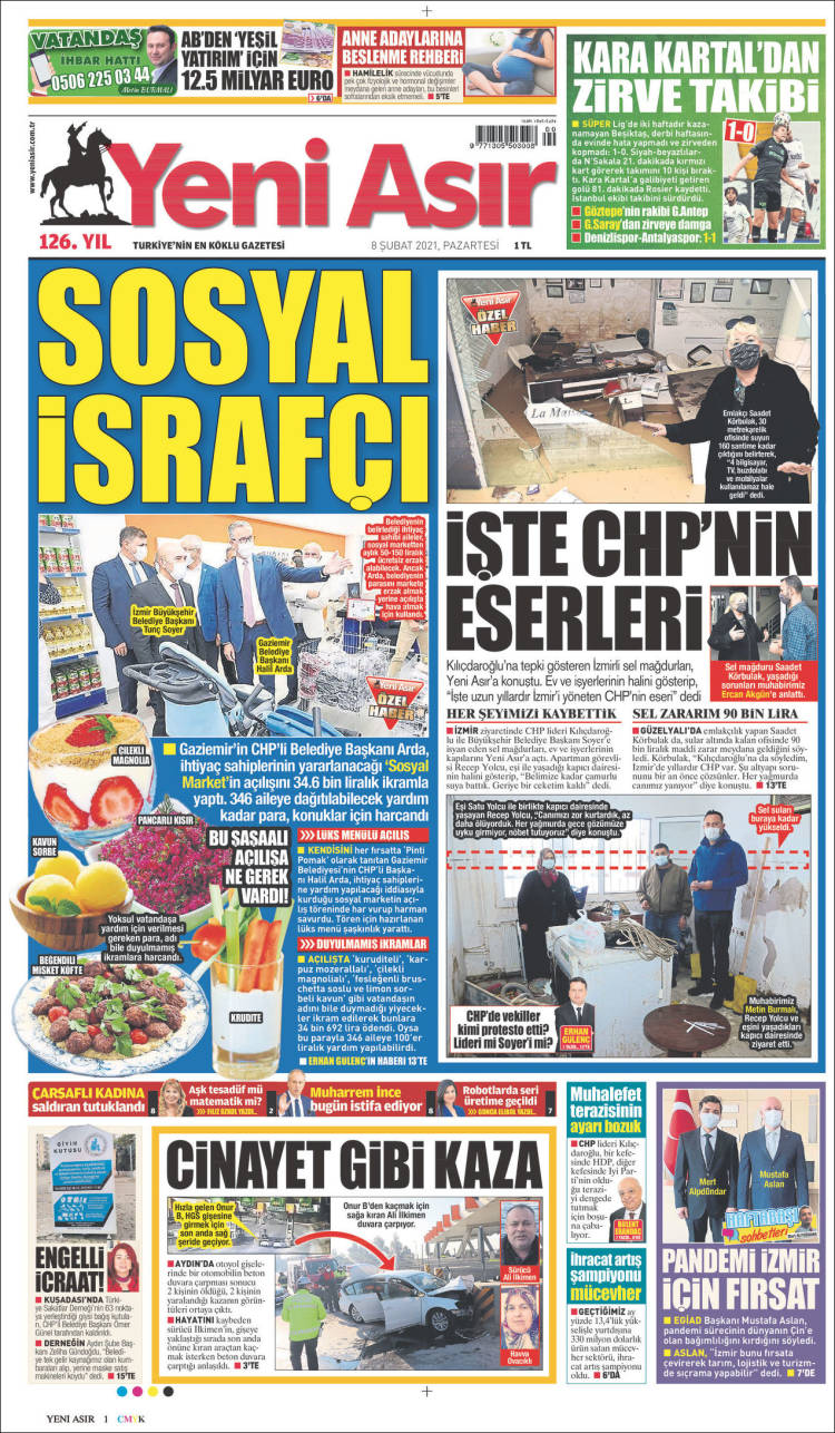 Portada de Yeni Asır (Turqu&iacute;a)