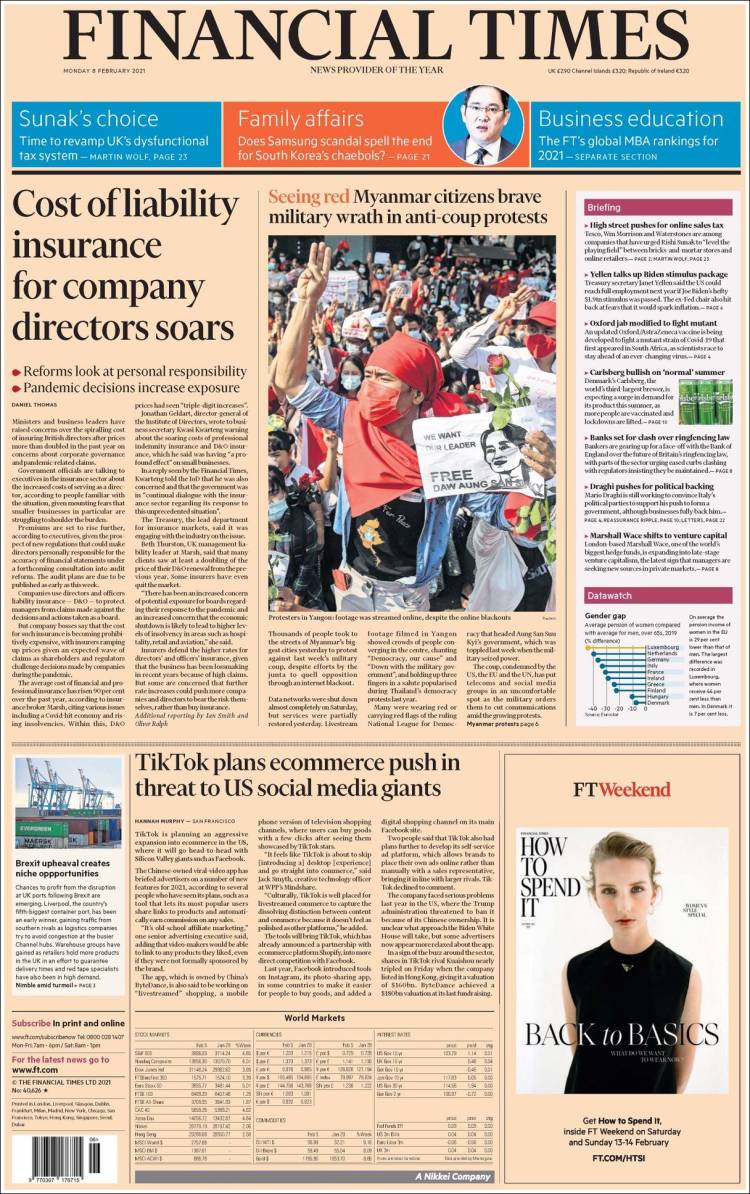 Portada de Financial Times (Reino Unido)