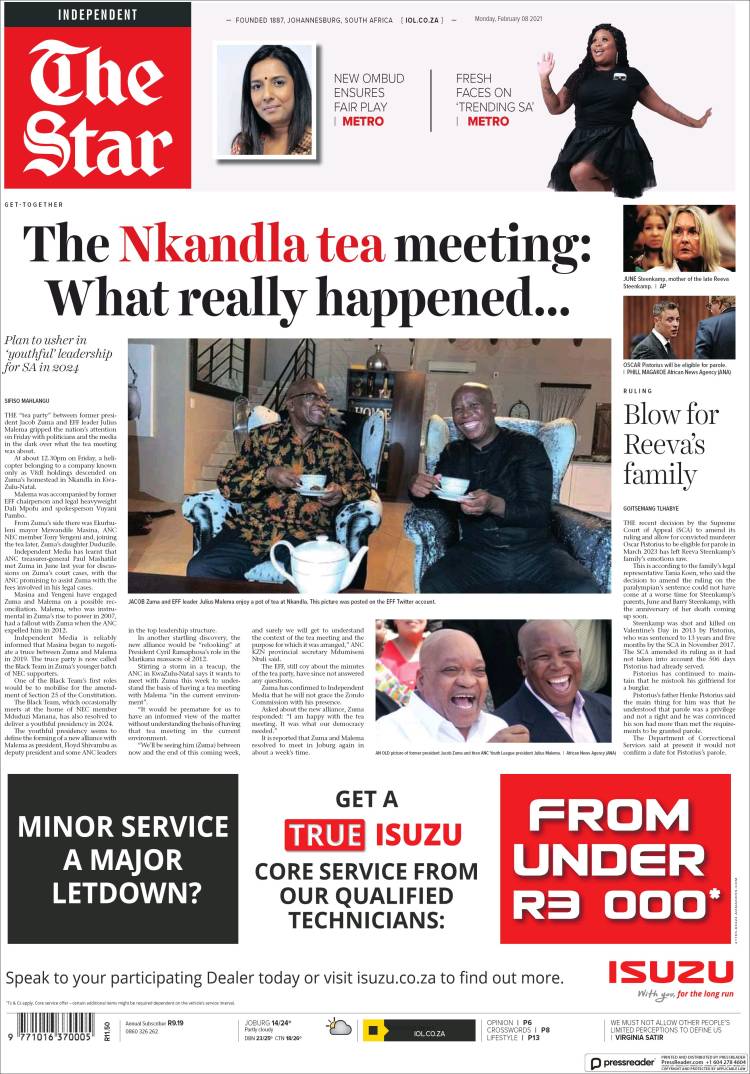 Portada de The Star (Sud&aacute;frica)