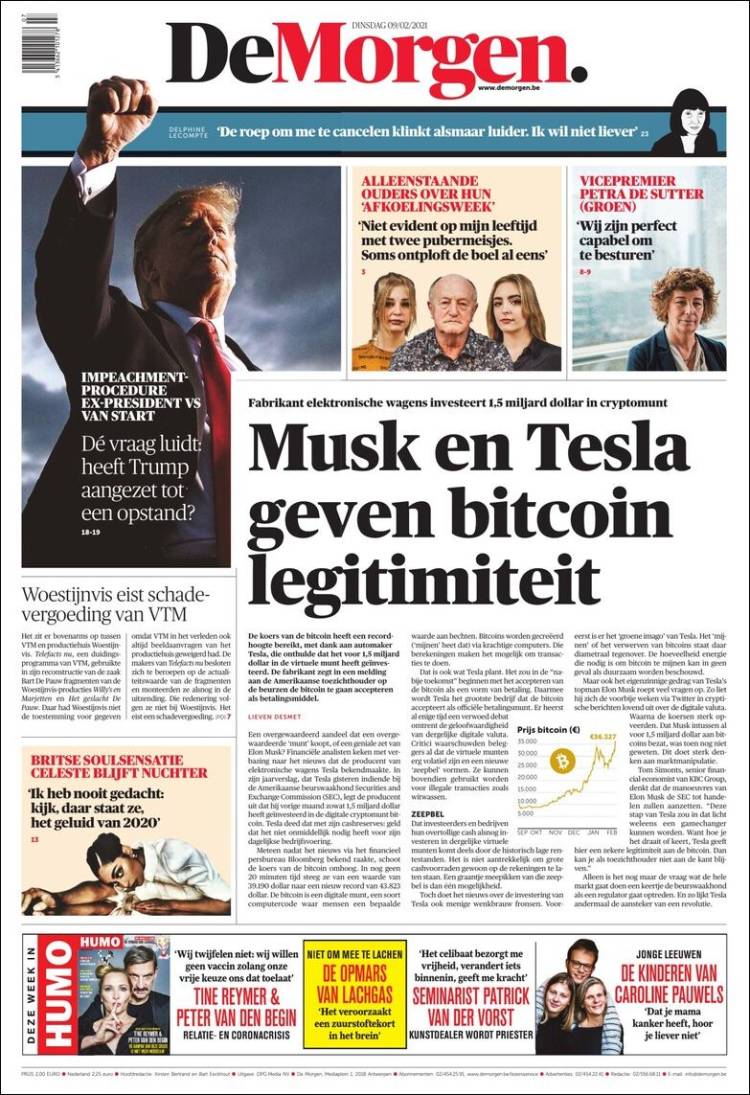 Portada de De Morgen (Belgique)