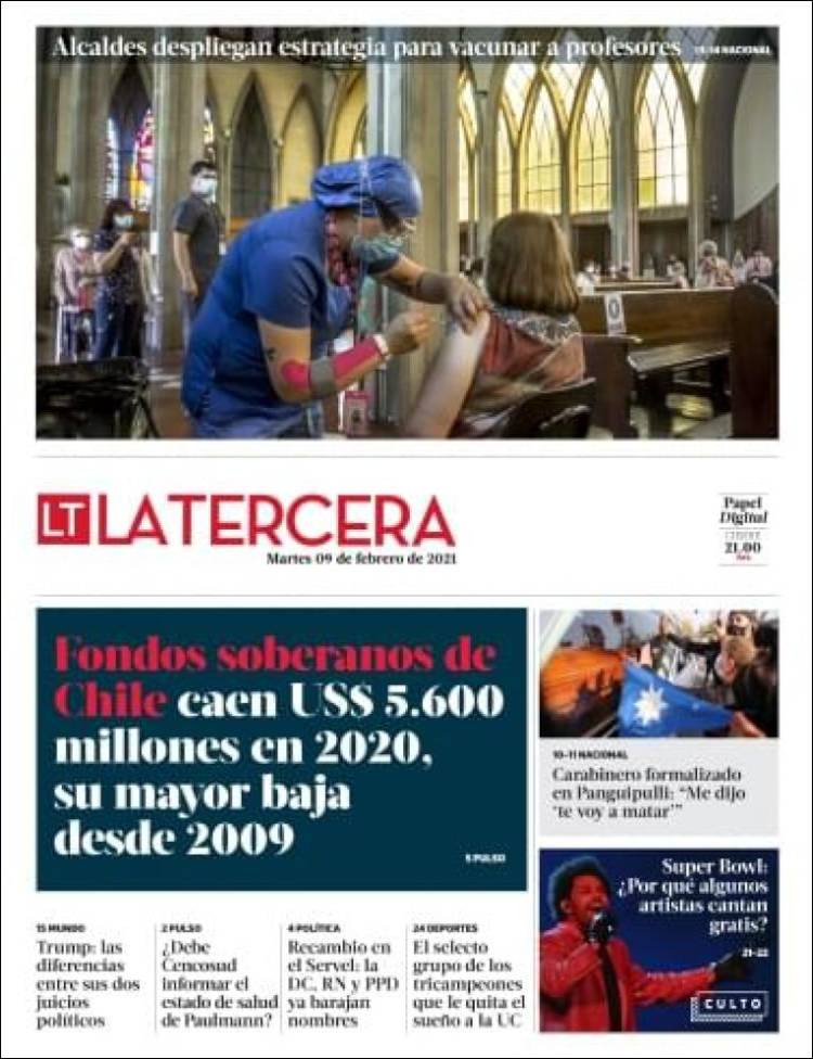 Portada de La Tercera (Chile)