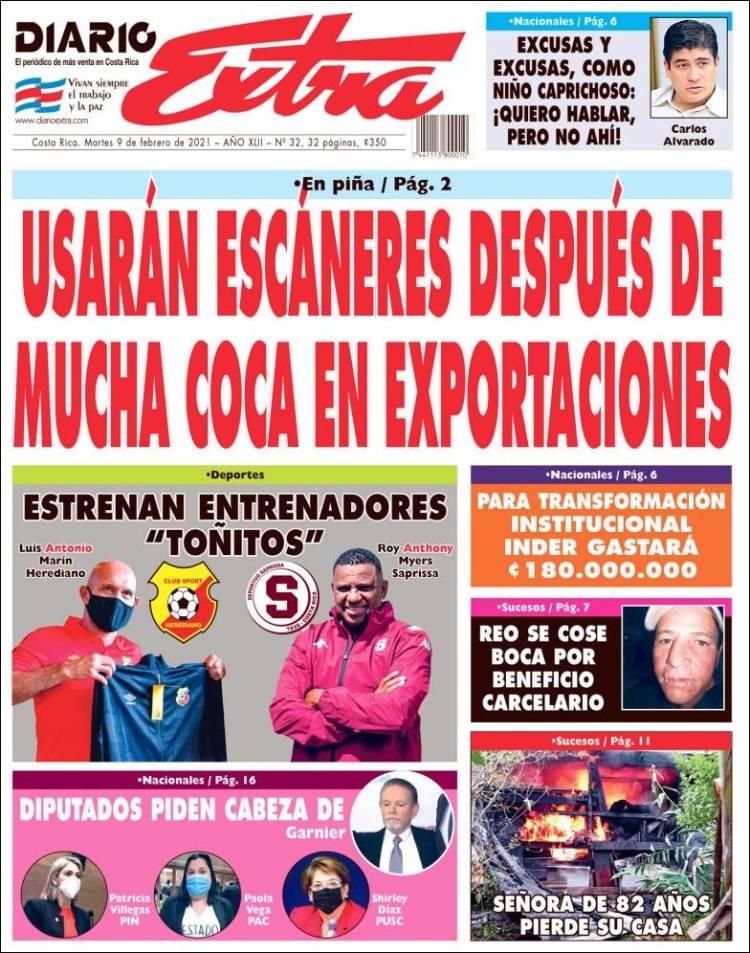 Portada de Diario Extra (Costa Rica)