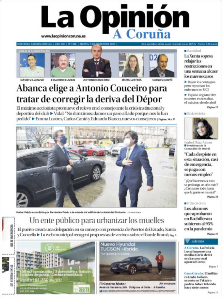 Portada de La Opinión de A Coruña (España)