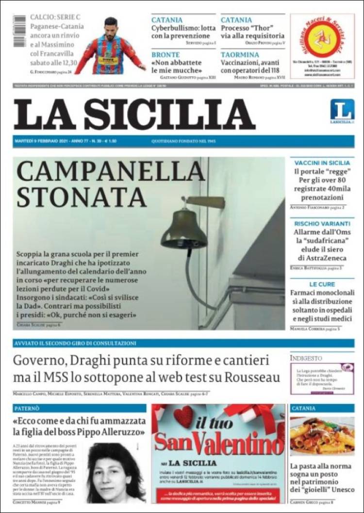 Portada de La Sicilia (Italia)