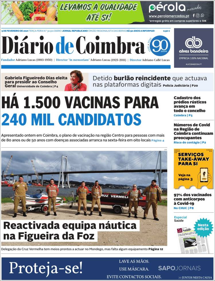 Portada de Diário de Coimbra (Portugal)