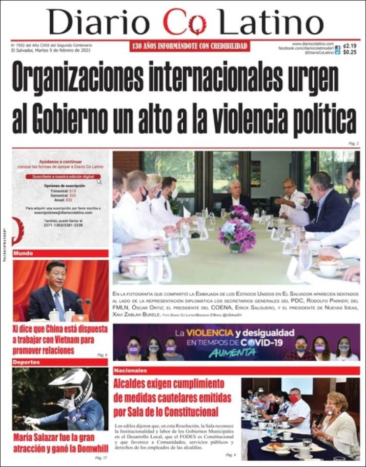 Portada de Diario Co Latino (El Salvador)