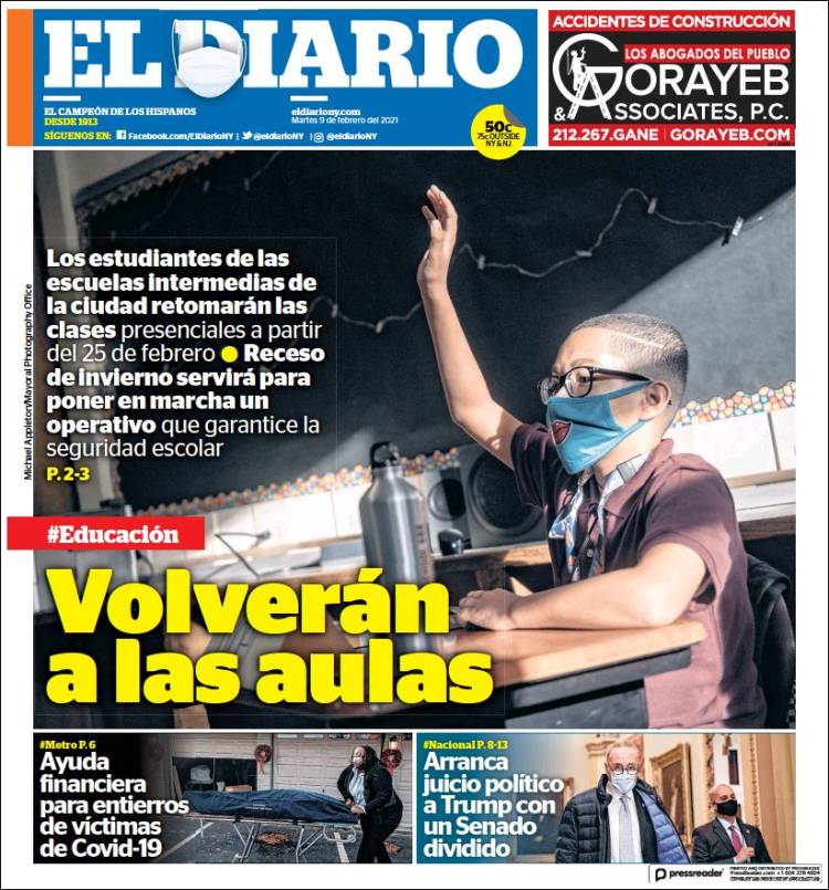 Portada de El Diario NY (États-Unis)