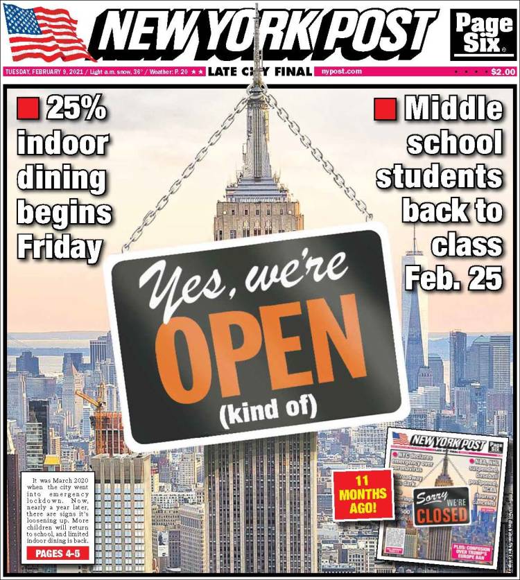 Portada de New York Post (États-Unis)